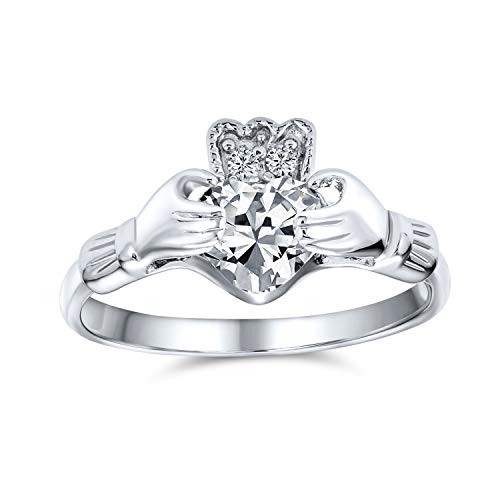 Sterling Silver Irish Claddagh Ring – Cubic Zirconia Heart, Symbol Of Love & Friendship