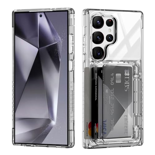ACANDYA for Samsung Galaxy S24 Ultra Case Wallet Clear Protective Case with Card Holder Heavy Duty Protection Shockproof Anti-Scratch Anti-Yellow Case for Samsung Galaxy S24 Ultra Transparent