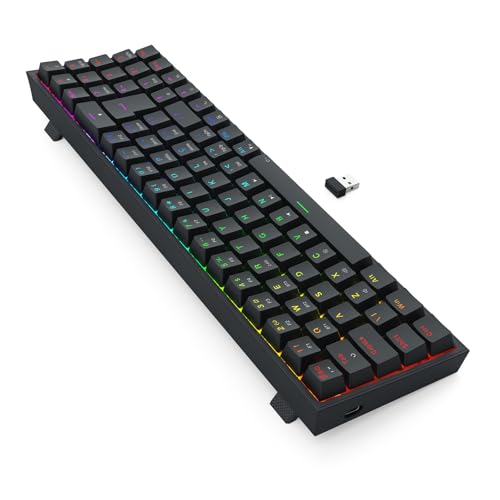 TECLADO MECANICO GAMER POLLUX PRO RGB PRETO WIRED/2.4G/BT SWITCH BROWN