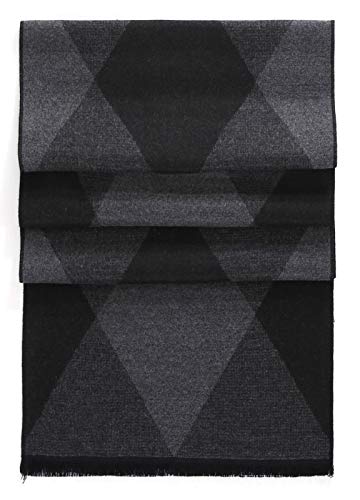 FULLRON Men Winter Scarf Cotton Cashmere Scarves, Luxurious Gift, Black