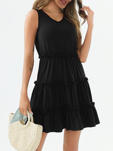Image of PerZeal Women's 2026 Summer Dress Casual Sleeveless Boho Beach Vacation Outfits Mini Sundress