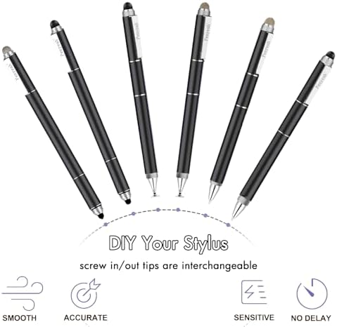 Capacitive Stylus Pen with Ballpoint Pen Writing ,Penyeah 4-in-1 Touch Screen Stylusââ‚¬â€Writing Pen &Disc Tip & Mesh Fiber Tip & Rubber Tip,Stylus Pen For Touch Screen Devices--Black