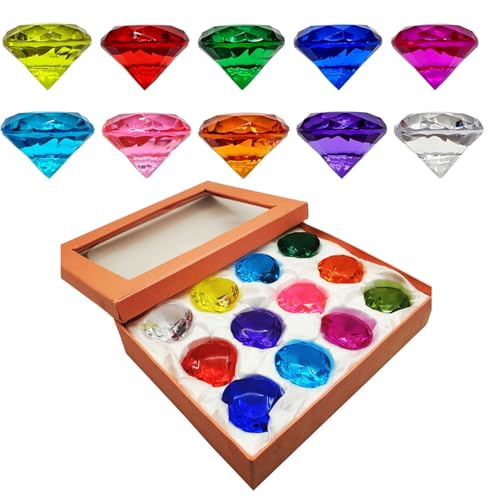 Miayical Diamante de Juguete,Gema Acrílica,Cristal Diamante Colores,Diamantes Artificiales,Juego de Diamantes de Colores Transparentes,para Favores de Fiesta,Semana Santa,Navidad,Acuario