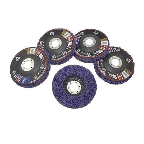 Merryland CSD Scheibe 115 Farbe Rost für Winkelschleifer, 115mm Lila Reinigungsscheibe Entroster Scheibe Metall Edelstahl Stahl Grobreinigungsscheibe Grobschleifscheibe 5 Stück, Bravo-Line SB207114-05
