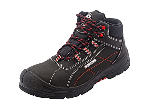 Security Line Buteo Botas de Seguridad para Hombre Botas de Trabajo de Nubuck Repelente al Agua Puntera de Compuesto No Metálico Ligero S3CIHISRCHRO Calzado de Trabajo Antideslizante, Negro, 42 EU
