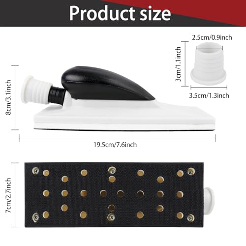 Handschleifer Mit Absaugung,Griff Handschleifer Staubabsaugung Schleifen Schleifschwammblock Staubfrei,Inkl 5 St. Netz-Schleifstreifen Klett Korn P80 P120 P180 P240 P400,200 * 70 mm zum Holzpolieren