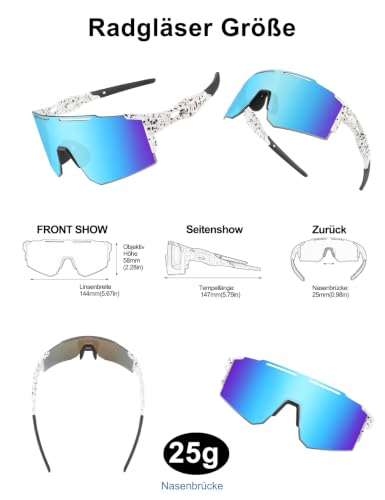 DUDUKING Sonnenbrille Fahrradbrille Herren Damen,Wassertransferdruck Sportbrillen Radsport Brillen für Outdoorsport Radfahren Laufen Golf… – Ansicht 5