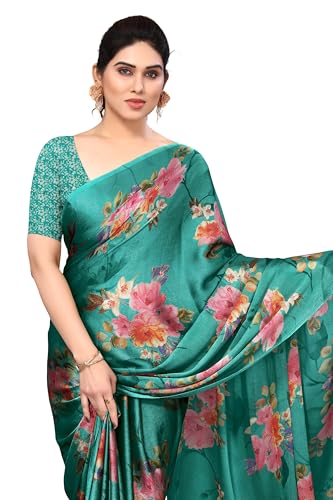 Image of MIRCHI FASHION Women Saree Chiffon Flower Print | Breathable Lightweight Sari for Office and Daily Use with Unstitched Blouse Piece (Available in 30 Styles)