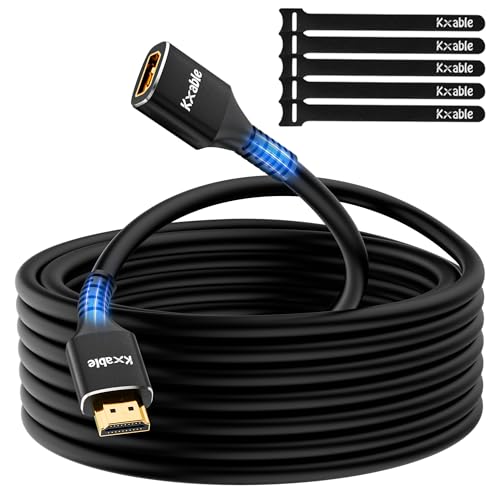 8K HDMI Extension Cable 25 FT, HDMI 2.1 Ultra High Speed Male to Female Cord Adapter, 26AWG OFC Conductor, Compatible with Roku TV Stick PS5 PS4 Xbox Laptop PC Player Google Chromecast Wii U HDTV