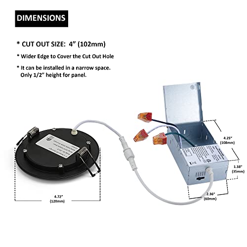 Popanu Led-Canless Downlight Recessed Lighting 4-Inch 5 Cct Adjustable Dimmable Recessed Lights Fixture With Junction Box, Ceilling Light With Junction Box, 2700-5000K, 9W, Black Finish, 6 Pack #TOP4