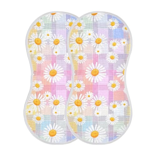 xigua Daisies Baby Burp Cloths for Newborn Boys and Girls 4 Pack, Soft & Absorbent Cotton Baby Burp Cloth, Baby Washcloths, Newborn Towel, Burp Rags2
