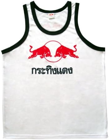 Red Bull Tank Top in Thai Wording Design (Kra Ting Dang) - White Size XL