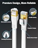 HUGIN Kabel Ethernet CAT 8 30m, płaski szybki kabel LAN 40 Gbps 2000 MHz, ekranowany kabel sieciowy z pozłacanymi złączami RJ45 do gier, routera, modemu, PC (30 m, biały)