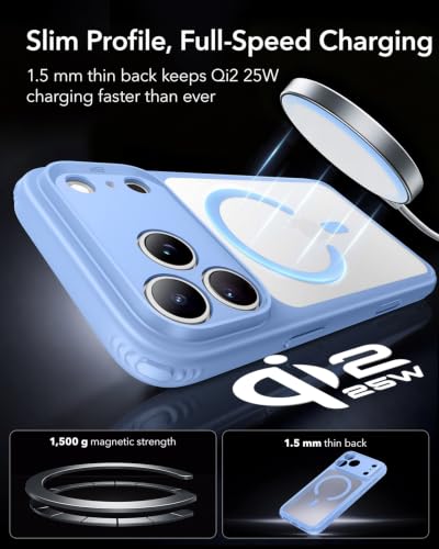 Image of ESR for iPhone 17 Pro Case, Camera Control Cover, Compatible with MagSafe Accessories, TPU, Military-Grade Drop Protection, Shock-Absorbing Air Guard Corners, Hybrid Series, Light Blue