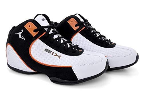 Tênis Masculino Basquete Six Street Original Cano Médio Branco e Laranja 42