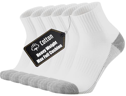 ONKE Cotton Moisture Wicking Comfort Fit Performance Cushion Ankle Low Cut Running Socks for Men 10 Pack(White L)