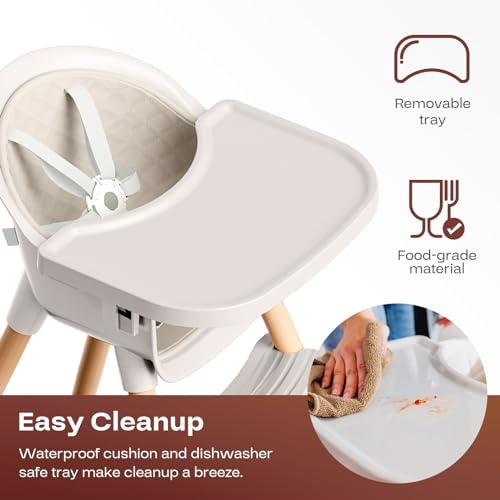 fodoss 3-in-1 wooden high chair for babies and toddlersconvertible easy clean infant highchairmodern design silla para comer de bebe