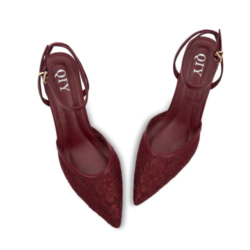 Image of QIY Closed Toe Heels for Women Pumps High Heel Strappy Sandals | Pointed Toe Slingback Women Heels with Ankle Strap, Stilettos Wedding & Bridal Formal Dress Shoes for Evening Party, Prom