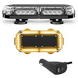 SpeedTech Lights Mini 14 72 Watts LED Strobe Lights for Trucks, Cars, Plows, and Emergency Vehicles with Magnetic Roof Mount - Amber/Amber (Yellow/Yellow)