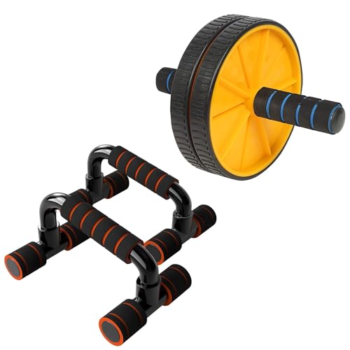 Image of Professional Abdominal Wheel With Push Up Bar | Ab Roller With Workout Push-up Stands for Exercise Fitness Gym for Men & Women (Ab Roller Push Up Bar Combo)