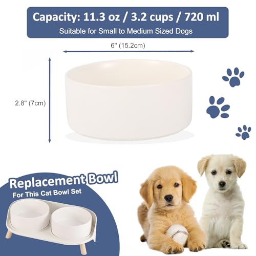 Image of Ceramic Dog Bowl Dog Dishes - Porcelain Dog Feeding Bowls - Heavy Dog Food Bowl Anti Tip Over - Deep Dog Water Bowl Spill Proof - Pet Bowl Dish for Small and Medium Dogs- 28.74 oz - 850 ml - White