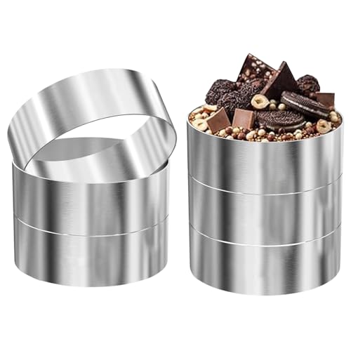 Bcuuozeeing 6 anelli per hamburger Ø 10 cm – 10 x 4 x 0,1 cm in acciaio inox, anelli da dessert e set di anelli per cuocere, cucinare, dessert, mousse, dolci, mini torte, muffin