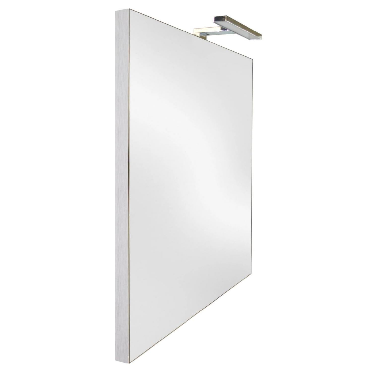 eacommerce Specchio Bagno LED con Lampada Integrata, Doppio Telaio in PVC e Alluminio, Installazione Verticale e Orizzontale, Luce Naturale a Risparmio Energetico, Design Moderno (50x70 cm)