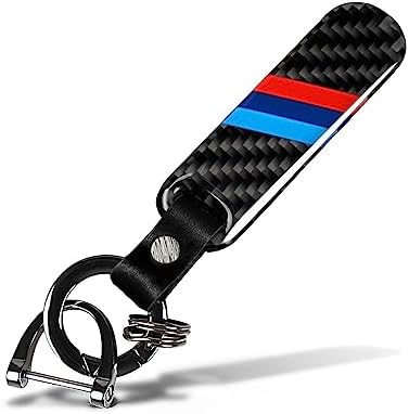 QOMAGO Car 3 color logo Pattern Keychain Carbon Fiber Resin Leather Alloy Set Fashion Sports Keychain Keyring Key Cover