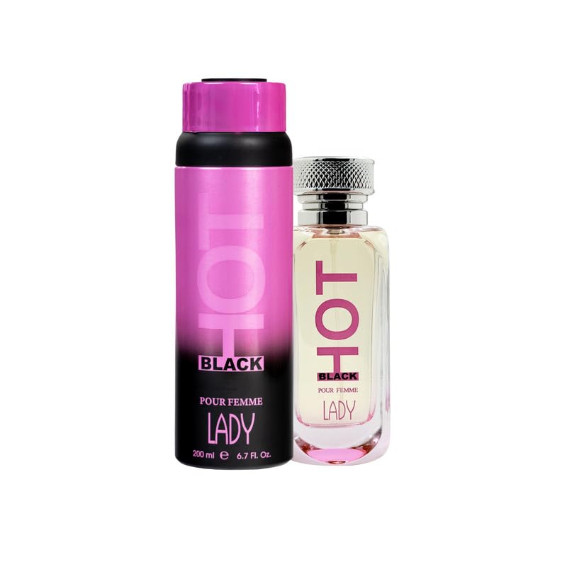 BERNARD DIMITRI Hot Black Lady Combo – Deodorant 200 ML + Perfume 100 ML | Jasmine, Rose, Vanilla & Sandalwood | Long-Lasting | Elegant Gift Set for Women-image-0