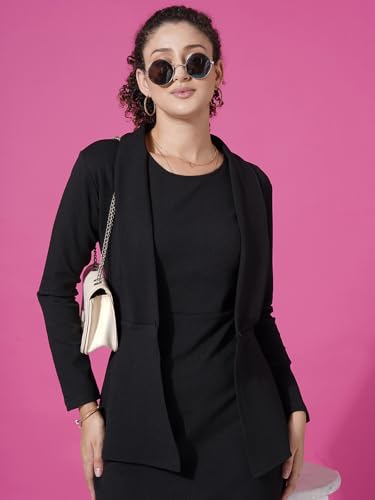 Image of Selvia Western Lycra Plain Two Piece Shrug with Bodycon