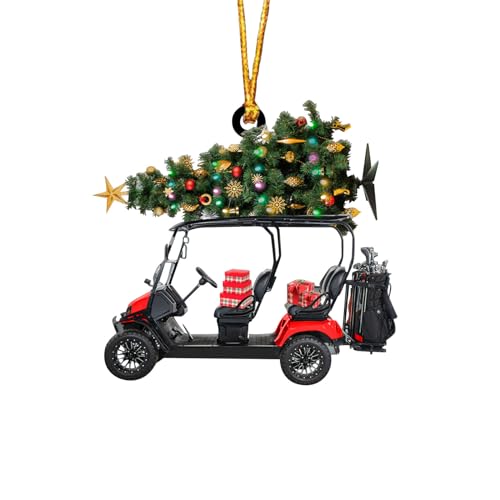 Golf Cart Christmas Decorations, Golf Cart Ornament, Xmas Hanging Car, Golf Christmas Tree Ornaments, Personalized Christmas Tree Decorations Pendants, For Christmas Day Home Car Indoor Outdoor (C)