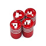 Einfach zu installieren. Reifenkappen-Staubkappen, Gewinde Pkw-Reifen-Rad-Ventil-Kappen-Staub-Abdeckung Auto for Ford Mustang Wolf ST Racing RS GT Shelby Kuga Fiesta Fusion Zur Autodekoration ( Color : Red for Mustang flag )