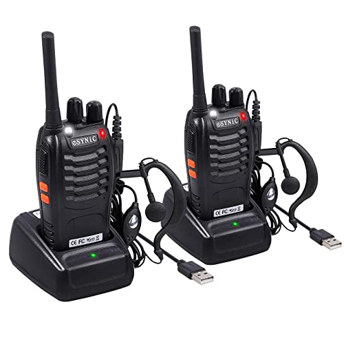 eSynic Walkie Talkies Radio de 2 vías PMR446MHz Walkie Talkie de Largo Alcance con 2 Piezas Auriculares Originales Walky...