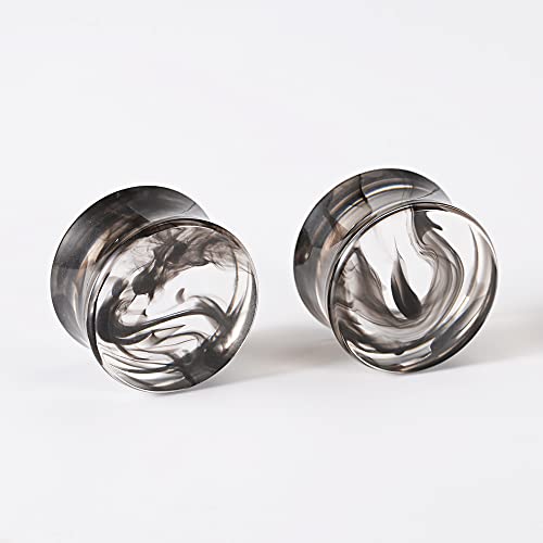 POBAISITER 1 par de alargadores de orelha de acrílico fumê sólido duplo alargador 8 mm-25 mm esticad