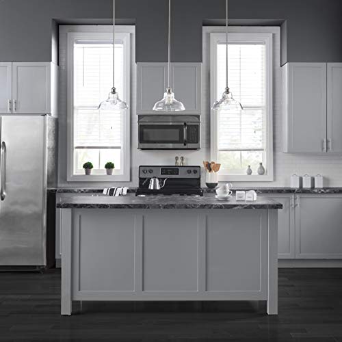 Linea di Liara Lucera Modern Farmhouse Pendant Light Fixture Ceiling Hanging Large Glass Pendant Lighting for Kitchen Island Brushed Nickel Pendant Light Over Sink Light Fixtures, Bulb Included by Linea di Liara - Used condition - Image 4