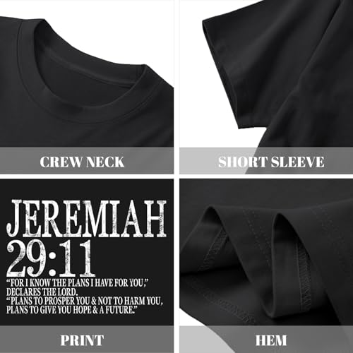 Christian Bible Verse Shirts for Men Jeremiah 29:11 Jesus God Religious Faith T Shirt Oversized Graphic Tees Tops 6