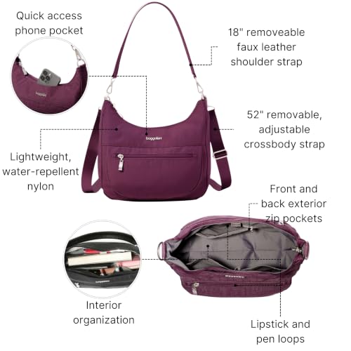 Image of Baggallini Modern Pocket Half Moon 11 inchx10.5 inch Shoulder Women W /Replaceable Straps Converts to Crossbody Bag