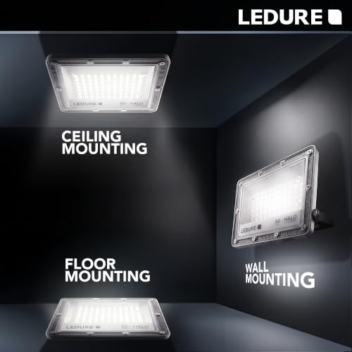 Image of LEDURE Halo 50W LED Flood Light | Pack of 4 | Cool White | IP65 Waterproof | Wide Voltage 150-300V | 4kV Surge Protection | BIS Approved | Outdoor Flood Light for Garden, Gate & Pathway