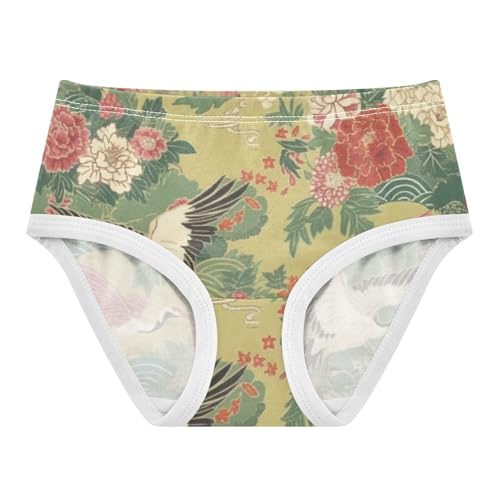 Girls' Brief Panties Breathable Toddler Underwear for Toddler Floral Crane Pattern Print