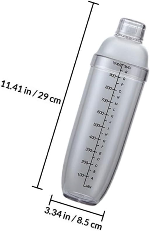 COHEALI Plastic Cocktail Shaker Set with 5 Pieces (350ml, 500ml, 700ml, 1000ml) Dark Marked Drink Mixer with Lid for Bar, Milk Tea, and Home Use