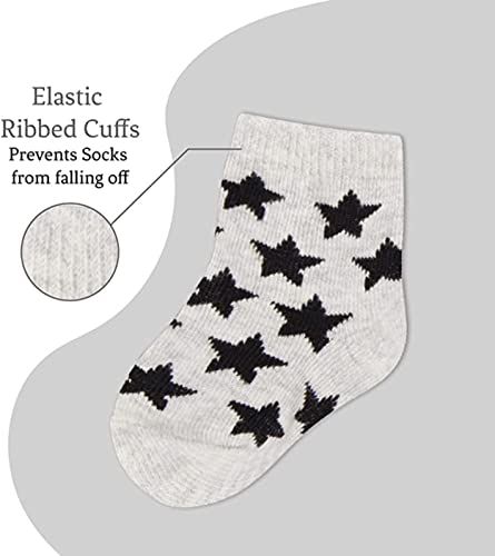 Rising Star Baby Socks For Boys & Baby Girl Newborn Socks - Crew Ankle Cotton Infant Socks 6-12 Months (8 Pack) #TOP2