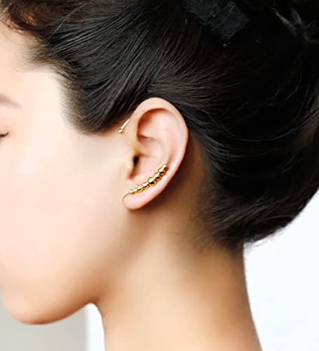 Sluynz 925 Sterling Silver Cuff Earrings Wrap For Women Teen Girls Crawler Earrings No Piercing Clip Arround Ear (Yellow-Left) #TOP2