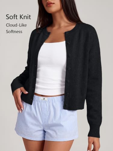 Image of Trendy Queen Cropped Cardigan Sweaters for Women Fall Fashion Clothes 2026 | Lightweight Knit Button-Down, Y2K Open-Front Layering Piece for Fall, Spring & Office Wear