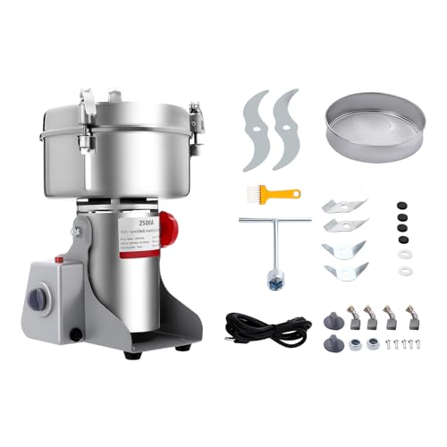 2500G Electric Grain Grinder, 32000RPM Electric Dry Food Grinder Machine Kitchen Domestic Stainless Steel Pulverizer Commercial Cereals Grain Mill for Grains Spices Herbs Pepper Coffee