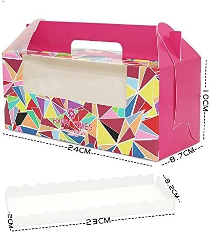 20 Pcs Cupcake Box with Window Handle Circus Unicorn Roll Cake Kraft Paper Gift Box Packaging Party Favor Wedding Cake Boxes (5-2)