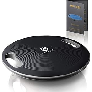 High Pulse® Balance Board incl. oefenposter – Innovatief wiebelbord met handgrepen voor de training van evenwicht, coördinatie en kracht – ook geschikt voor fysiotherapie en revalidatie (Ø 40 cm)