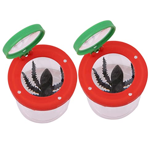 IWOWHERO Caja De Observación De Insectos 2pcs con Lentes De Aumento y Visor De Insectos para Juguete Educativo para Exploración Al Aire Libre Diseño Transparente con Tapa y