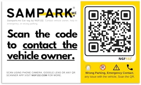 (Pack of 2 Car Tags) NGF132 Contact Stickers for Car and Bike Owners. People can Contact You for Your Parked Vehicle Without Getting Your Phone Number. Sampark.me