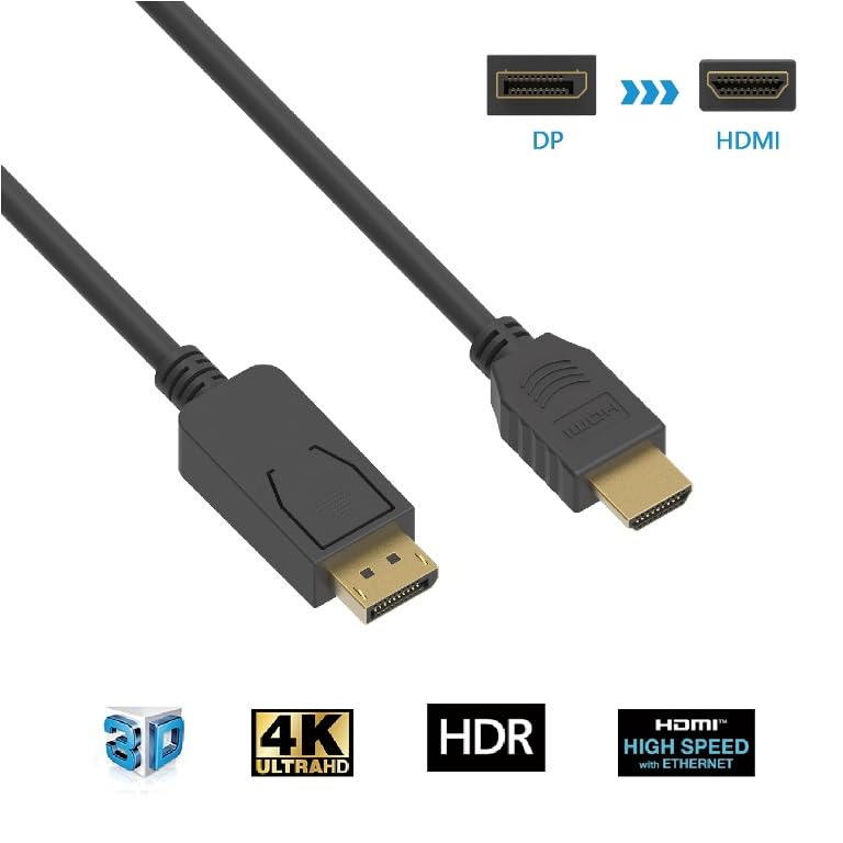 10Ft DisplayPort to HDMI 4K/30Hz 30AWG, 5 Pack