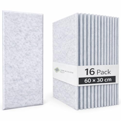 Image of YGM Acoustic Foams Luxury PET Felt Acoustic Self Adhesive Panels, 10 MM Thick, Sound Absorbing Panels for Wall | Room Noise Reducer & Sound Dampening (Marble White, 1x2 Foot - 16 Panels)